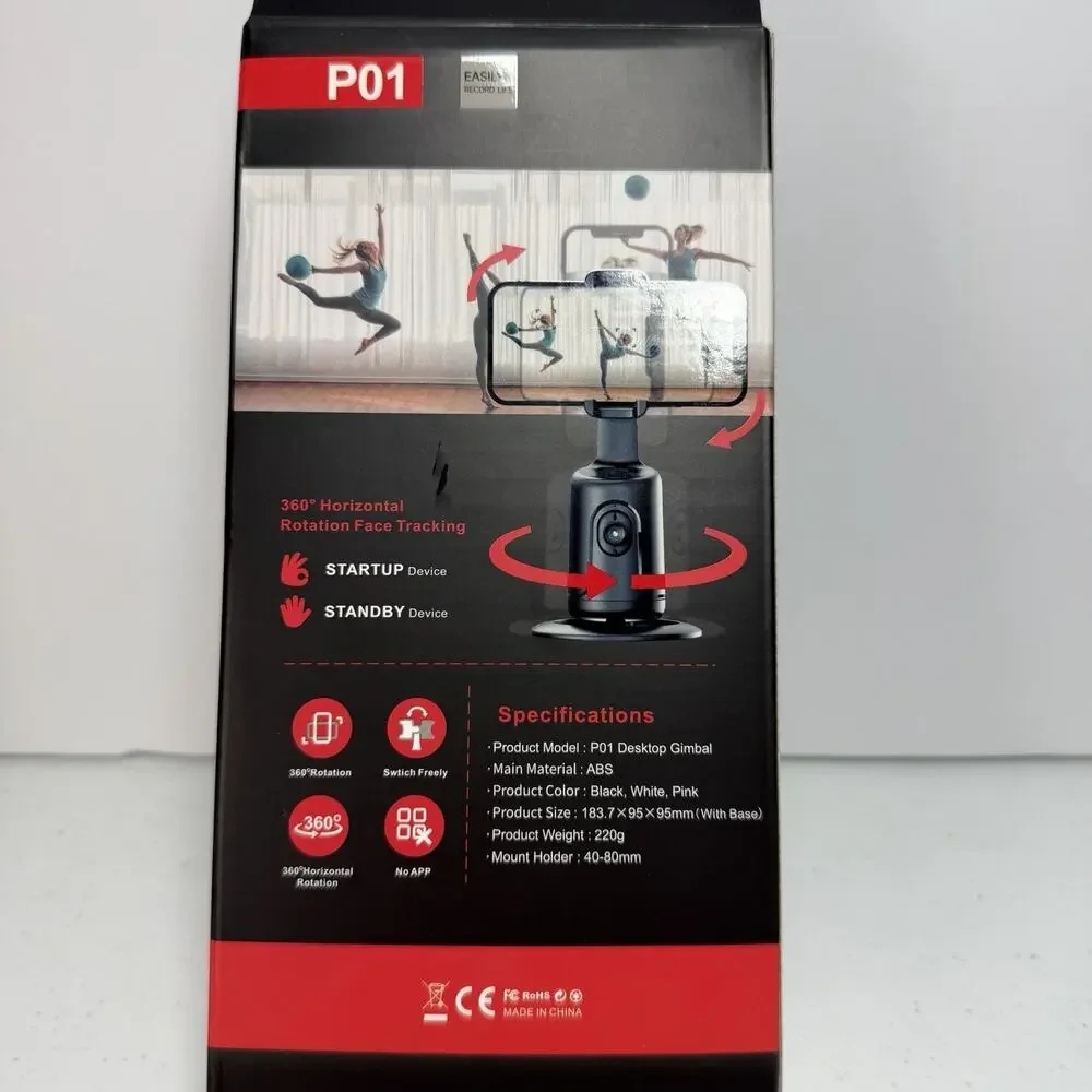 P01 Auto Face Tracking Selfie Stick Tripod 360° Rotation Desktop Gimbal NIB